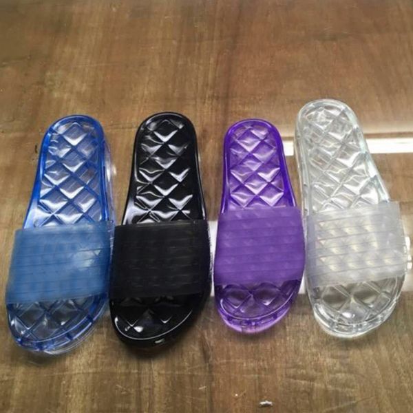 

designer beach slippers summer men women cartoon big head slippers glue surface transparent crystal shoes pvc luxury bath ladies slippers 42, Black