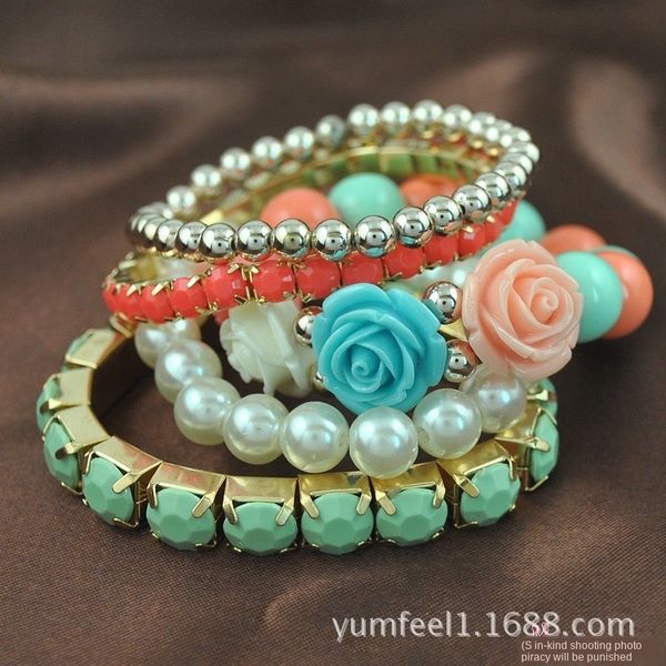 

bracelet accessories multi-element rose pearl bracelet bracelet, Black