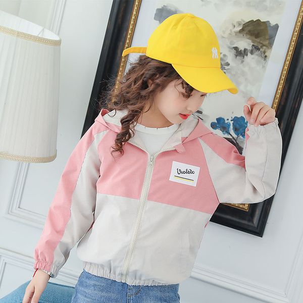 

2020 new spring autumn girls windbreaker coat baby kids flower embroidery hooded outwear baby kids coats jacket clothing, Blue;gray