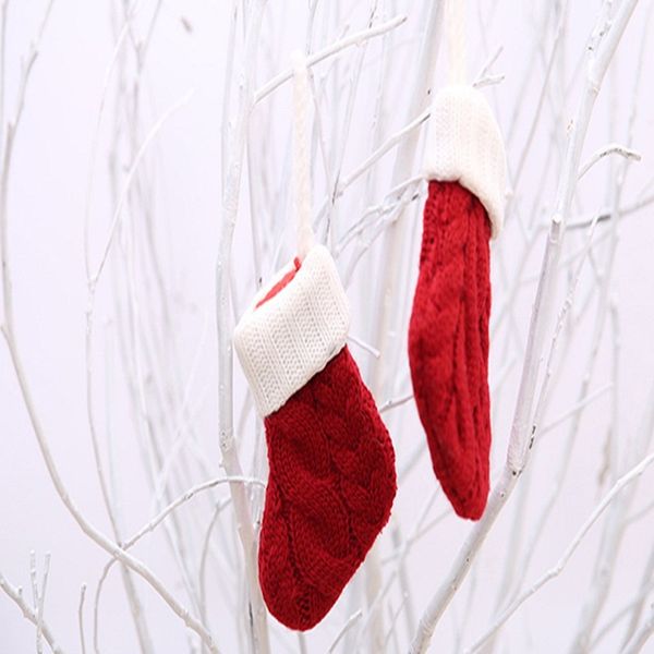 

mini christmas knit sock decorations for cutlery knife and fork stocking bag cover pocket xmas candy pouch gifts bag
