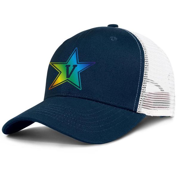 

vanderbilt commodores football gay pride rainbow logo mens and women adjustable trucker meshcap custom vintage custom unique wordmark, Blue;gray