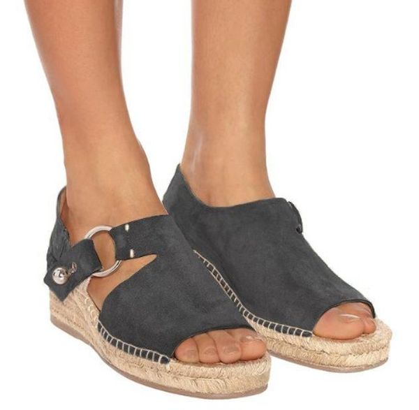

wedges shoes women sandals summer suede espadrille sandals chaussures femme platform sandales femme nice, Black