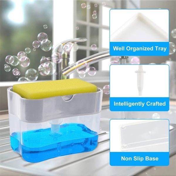 

40^2-in-1sponge rack soap dispenser soap dispenser and sponge caddy 13 ounces container sponge drainboard soap holder rack