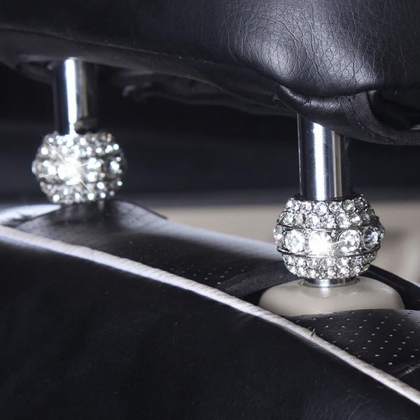 

2pcs vehicle styling car headrest ring seat rod auto bling rhinestone accessories collar ornament moulding interior decoration