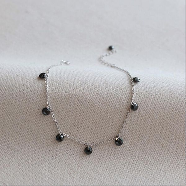 

hrina bohemia style black color zircon tassel bracelets with s925 sliver heart clasp extend chains for women jewelry wholesale, Golden;silver
