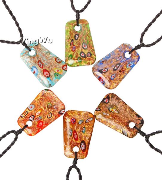 

12pcs/lot mixed color unique lampwork murano art glass square charms pendant necklace for men womens, Silver