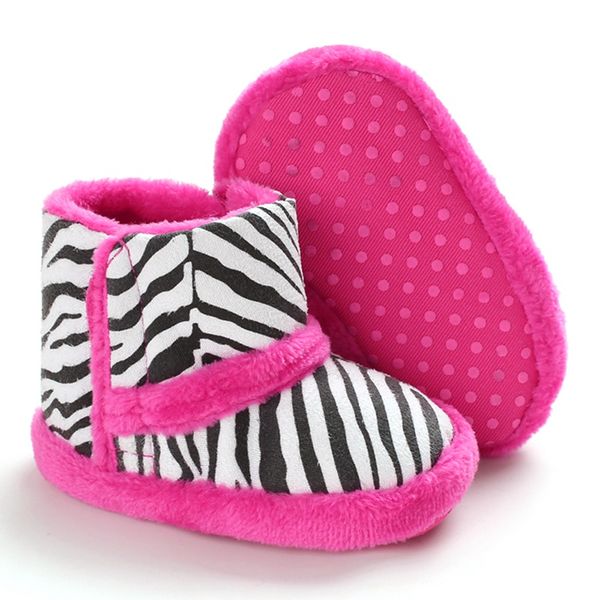 

children boy girl casual zebra pattern print thicken velvet boots baby shoes walking shoes new winter warm baby boots, Black;grey