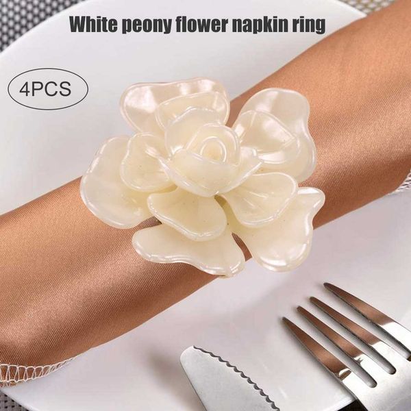 

4pcs floral shaped napkin buckle rings for wedding holiday banquet dinner table decor lfd