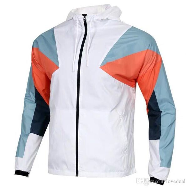 

2019 autumn new men's sports knit stitching jacket running fitness windproof outdoor hooded jacket men's outerwear coats hoodies