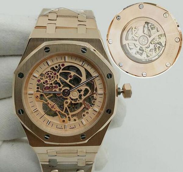 

baodewatches offer men watch automatic mechanical hollow 8 colors classic style 43mm full stainless steel strap waterproof sapphire watch, Slivery;brown