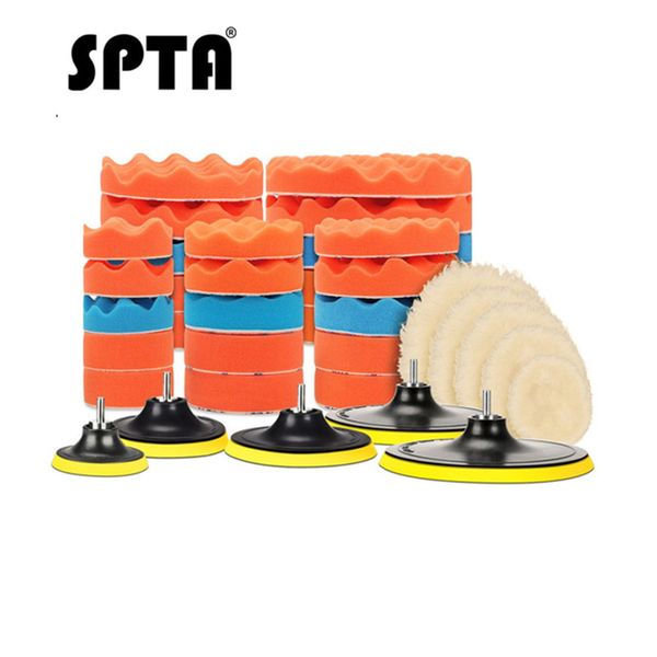 

spta car polishing pad set buffing waxing pad sponge kit for cars polisher buffer auto wheels brush polish drill 3 4 5 6 7 inch