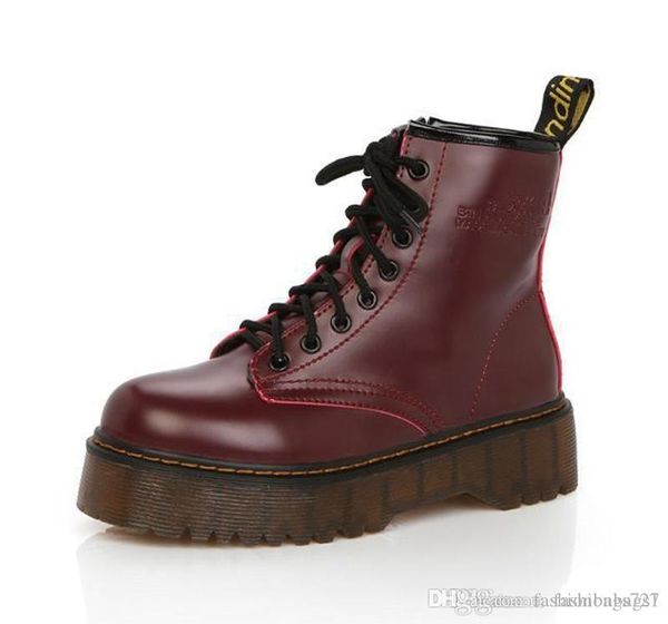 

woman ankle booties designer dark red women boots leather rain fur cotton martin lady boot muffin thick-soled ladies winter warm half boot, Black