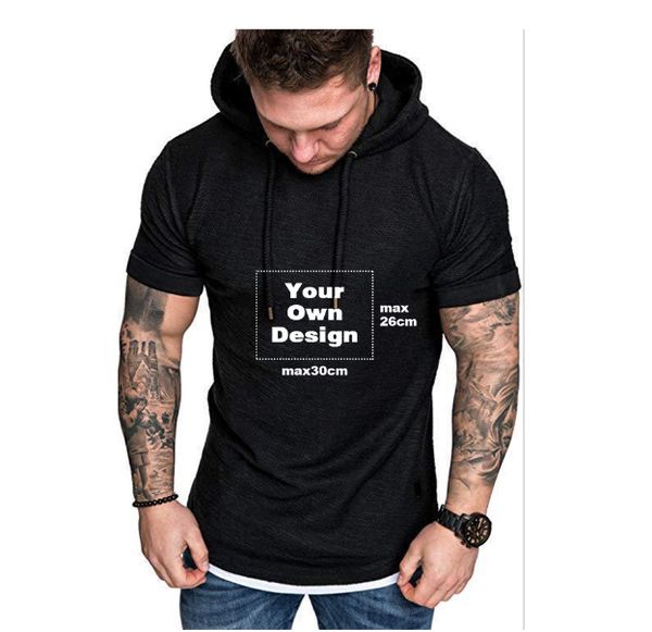 

ha91 fashion 2019 summer men's hoodie short sleeve large pocket solid color slim fit street hip hop short sleeve for men sa8, Black