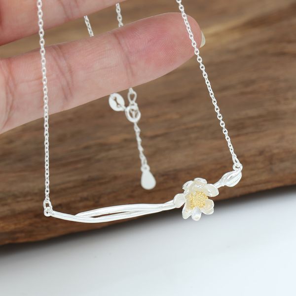 

925 silver women necklace pendant suits s925 nature plum blossom ladies pendant marry anniversary valentine's day gift