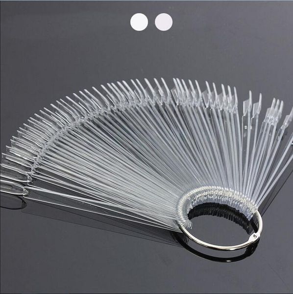 

50pcs clear natural fan shaped false nail tips polish uv gel sticker decoration display stick gel salon tool fake nail art tips, Red;gold