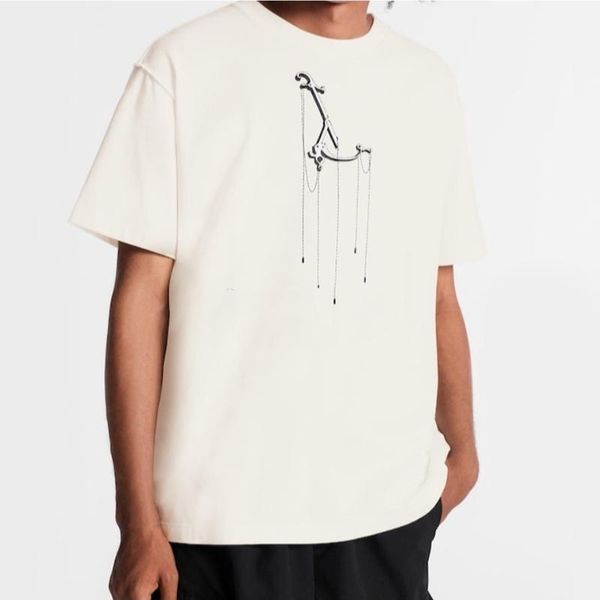 

20ss лидирующий logo подвеска вышивка t-shirt молодые моды сплошного цвета с коротким рукавом лето high street crew neck футболка tee hfymtx, White;black