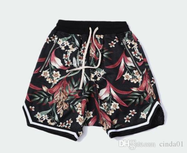 

мужские высокие уличные туман дизайн повседневные цветочные печатные шорты мужские пляжные спортивные шорты бесплатная доставка, White;black