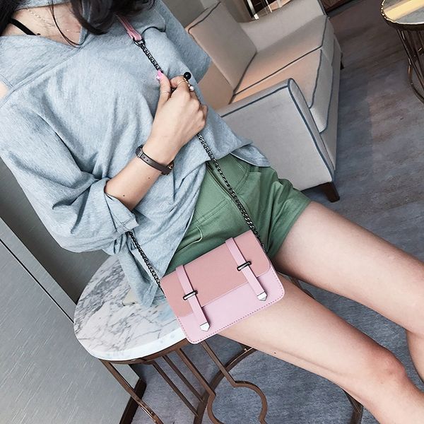 

2020 новый корейский стиль женская сумка мода шнурок цепи небольшой квадратный мешок pu женщин