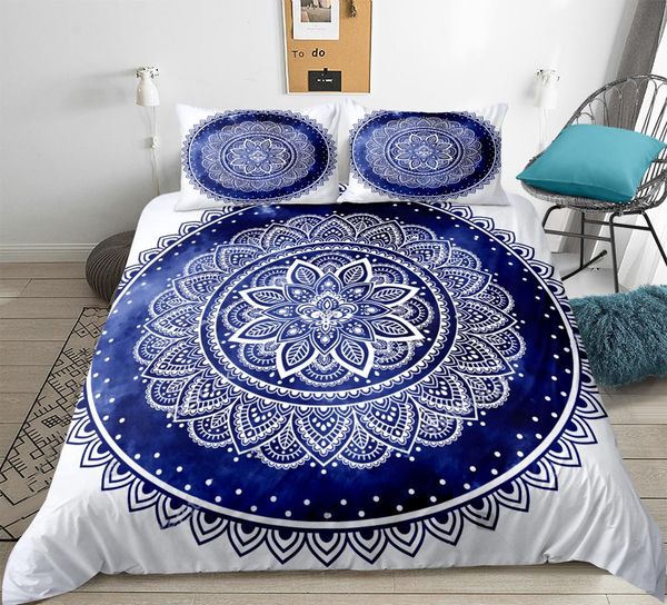 

bohemia bedding set dark blue floral duvet cover set splashing ink bed ultra soft microfiber lotus bed boho cover