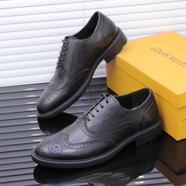 

mens luxury designer dress shoes brand fashion genuine leather formal oxford lace ups louisv man pointed toe business sneakers black wsx