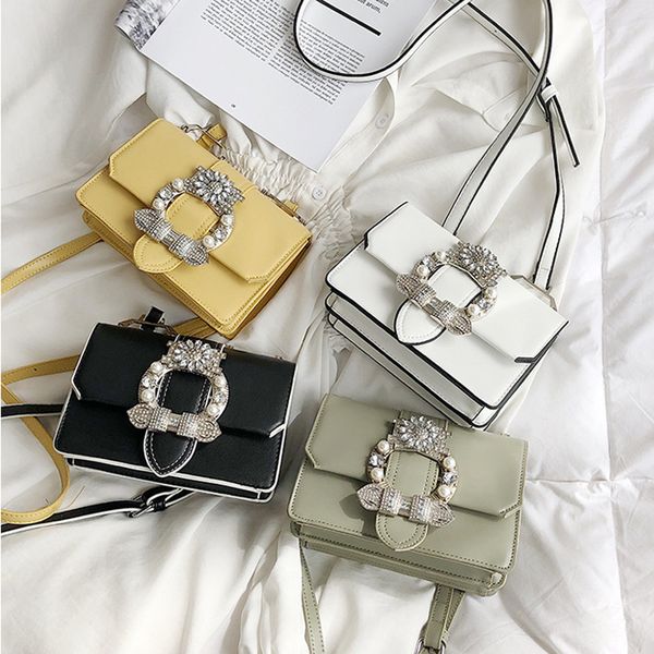 

lady's summer messenger bag 2019 new diamond shoulder bag small handbag pu flap casual women metal crossbody tote bags bolso