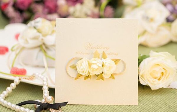 

marry invitation card simulation rose greeting cards personality creative wedding decoration supplies red pearl paper h057