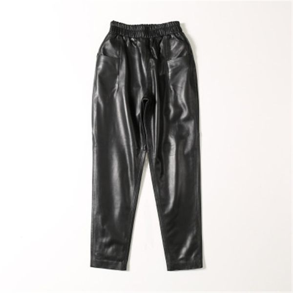

2020 women new real genuine sheep leather pants c23, Black;white