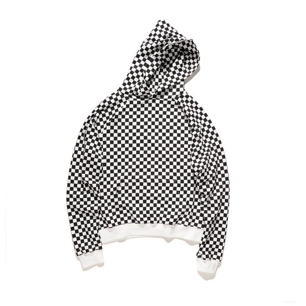 

Mens Plaid Hoodies Fashion Street Style Long Sleeve Sweatshirts for Man Classic Black White Hoodie Free Shipping