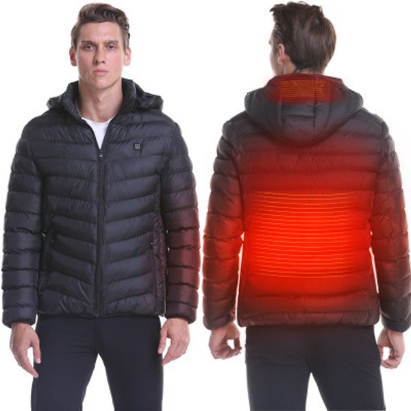 

usb heated jackets men women feather down cotton cooling jacket winter thermal warm outdoor jacket solid plus size m~4xl, Gray;blue