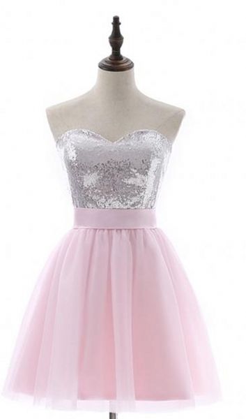 

modern pink party dresses a-line short-sleeve mini tulle sequins elegant backless bow cocktail dresses plus size prom dresses hy378, Black