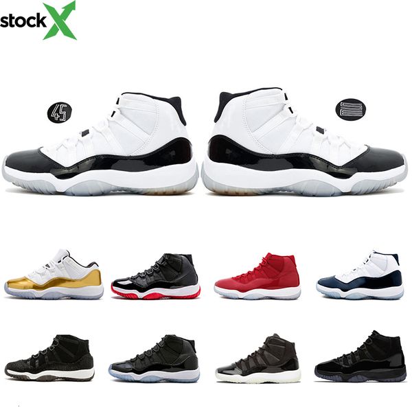 

new arrival concord 45 11 xi 11s cap and gown prm gym red chicago platinum tint space jams men basketball shoes sports sneakers, Black