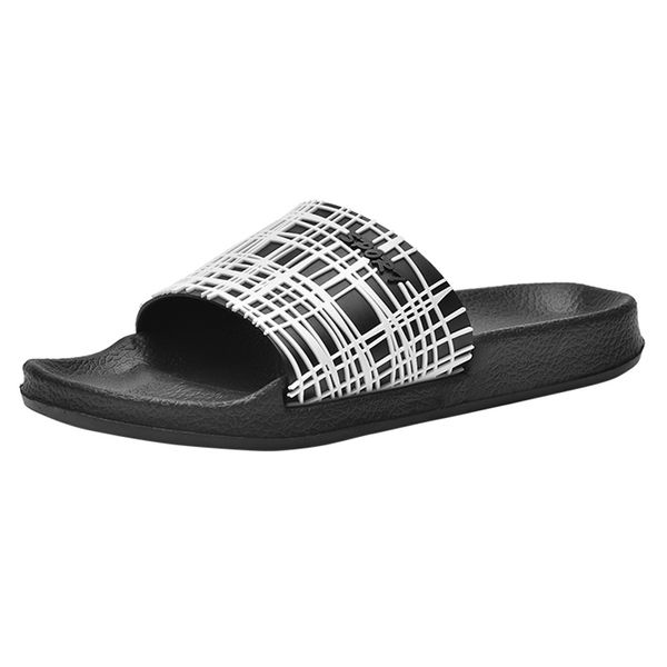 

new summer men indoor slippers mixed stripe beach sandals flat soft non slip flip flop outdoor fashion male slipper shoes, Black