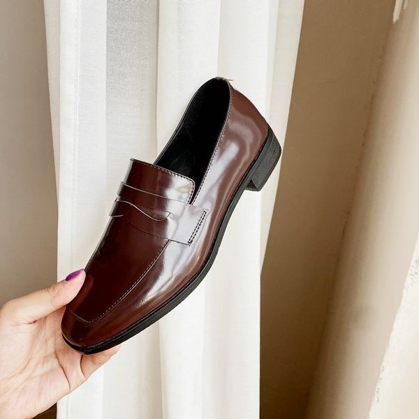 

casual soft cow leather shoes women pumps autumn med heels slip-on korean sweet style mary jane shoes ladies, Black