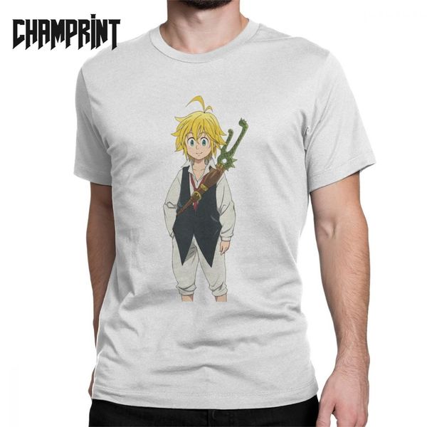 

men nanatu no taizai meliodas t shirts seven deadly sins t-shirt wrath anime manga japanese otaku 100% cotton short sleeve tees, White;black