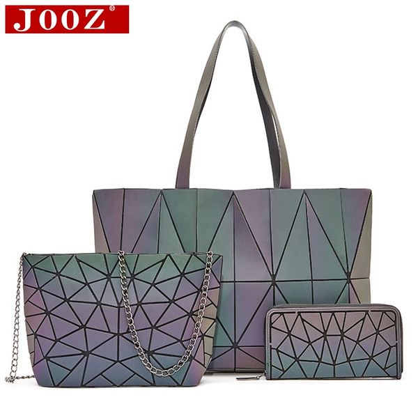 

fashion luminous handbags big women bag set messenger bag geometric lattice tote ladies large bolsos crossbody bags