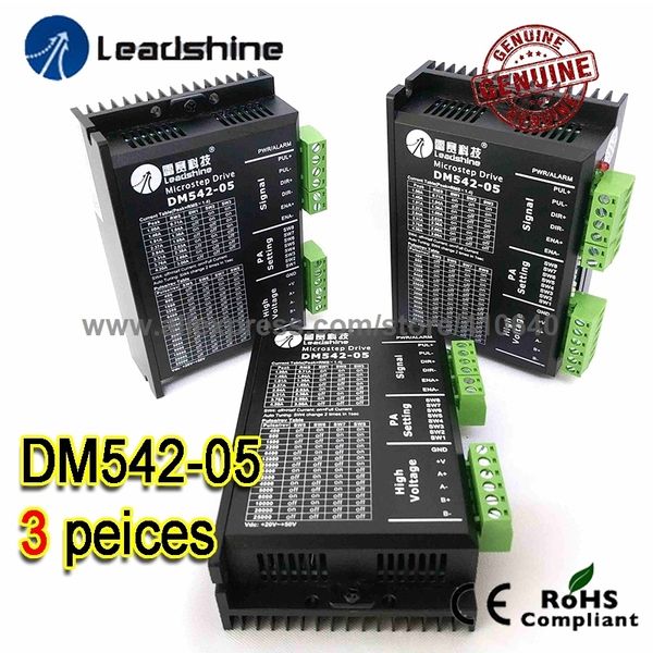 

3 pieces leadshine dm542-05 1a - 4.2a 20-50vdc for nema 17 nema 23 42 57 stepper motor 25000 pulse per rev ing