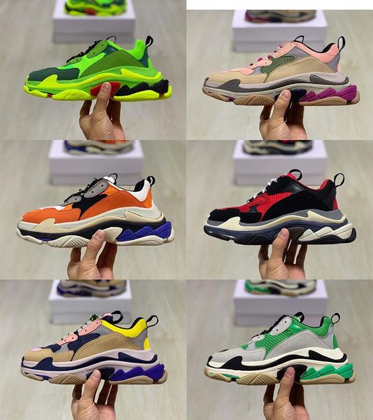 

platform shoes vintage tripler sneaker men shoe women designer sneaker leather mesh chuassures triple-s christmas colorful sneaker, Black