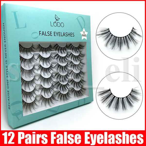 

12 pairs false eyelashes natural long thick soft lashes popular makeup for eyes handmade lashes with packaging boxes