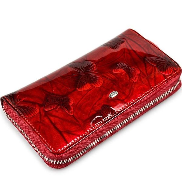 

clutch wallet genuine leather women wallet coin long purse butterfly embossing wallets female card holders carteira phone bag, Red;black