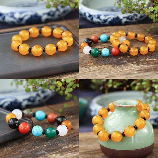 

бисерные ювелирные изделия кристалл конкурентоспособные продукты уровень натуральный желтый агат браслет агат кристалл ручной строки агат ру, Black