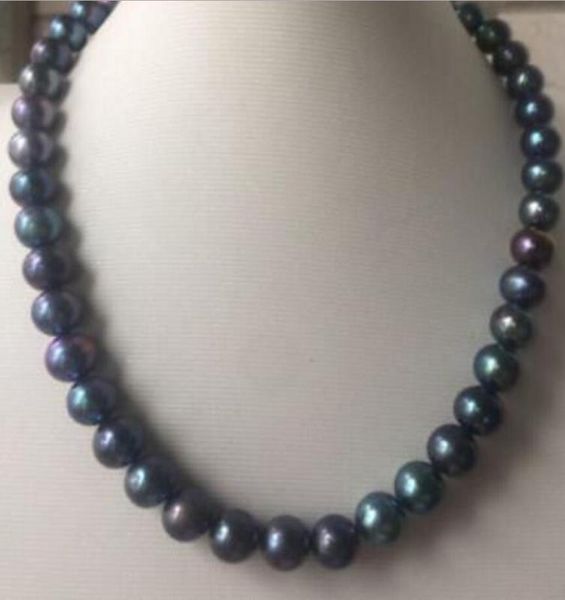 

other jewelry 10-11mm genuine natural round tahitian black pearl necklace, Silver