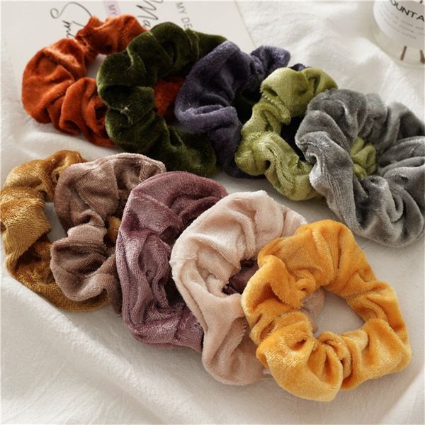 

dhl 48colors blank girls velvet elastic scrunchie scrunchy head band ponytail hairbands rope hair accessories, Slivery;white