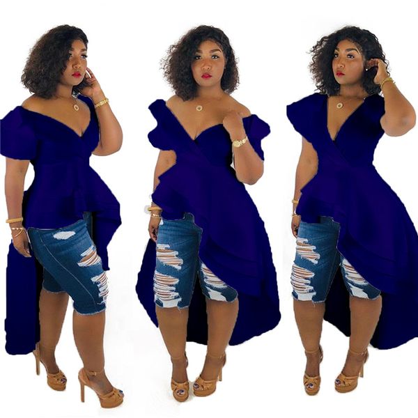 

Asymmetrical V Neck Designer Womens Dresses Solid Color Short Sleeve Dresses Casual Womens Clothing New Arrival