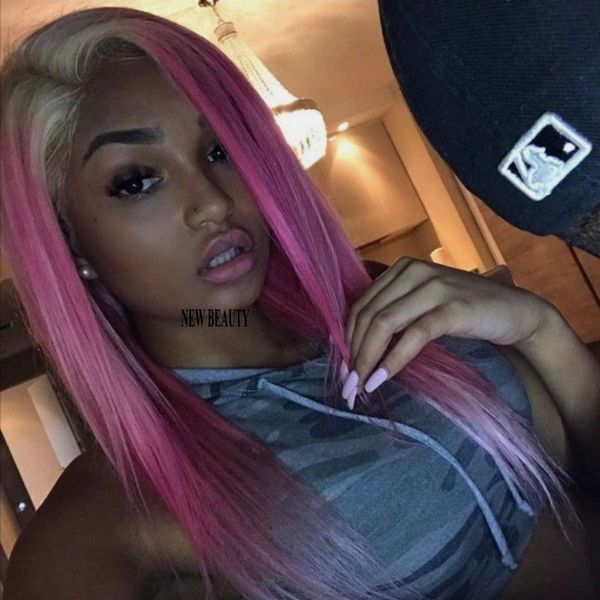 Fashion Fast Shipping White Grey Ombre Pink Side Part Right Long