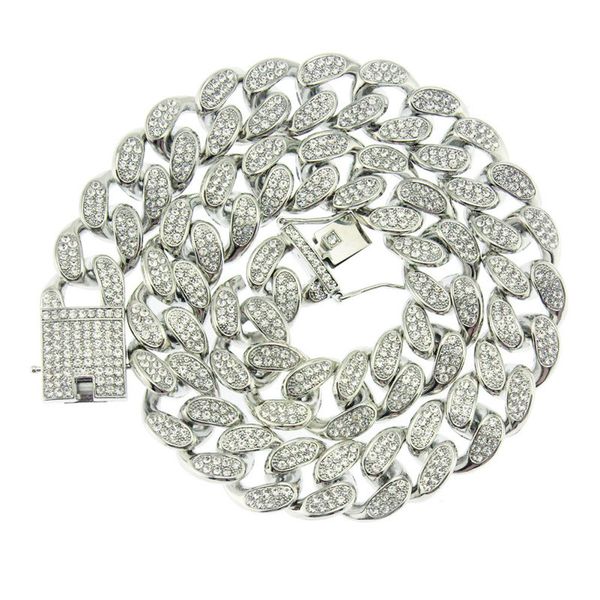 

hip hop jewelry fashion iced cz mens necklacesmetal cuban link full with pink cubic zirconia stones chain jewelry, Silver