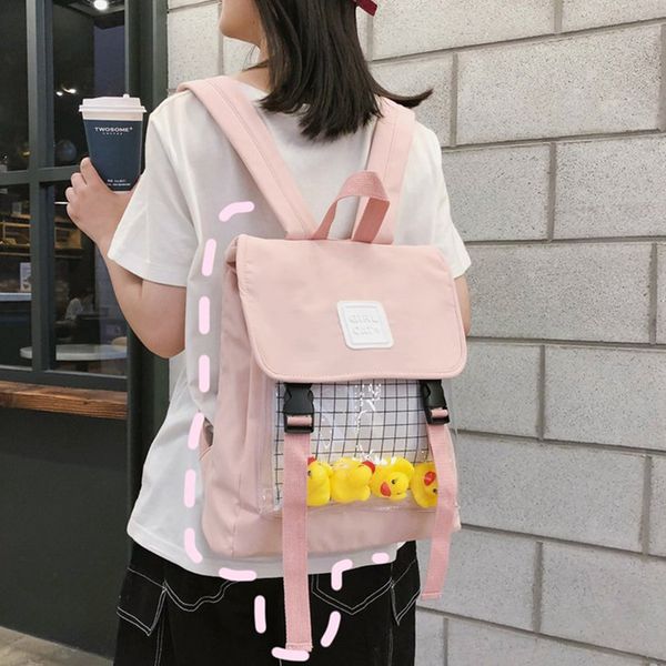 

cute yellow duck clear women ita schoolbags for girls large capacity women school travel backpacks harajuku nylon womens bookbag
