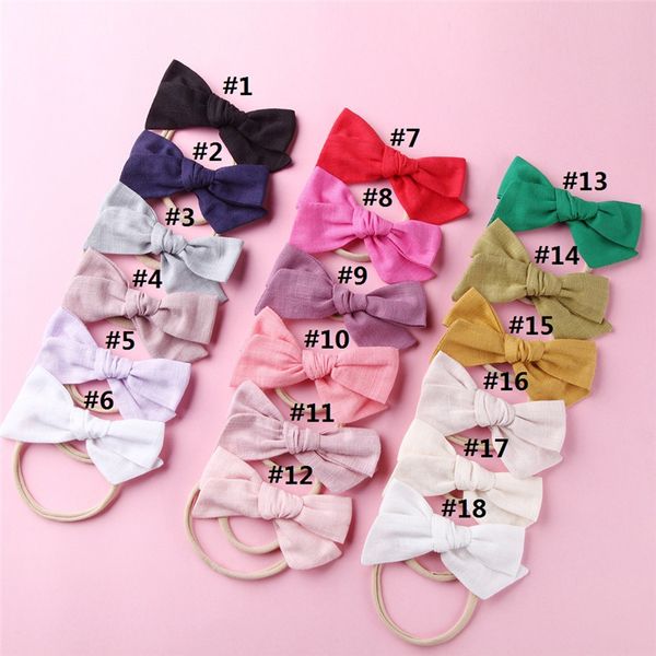 

18pcs/back handmade fabric bow headbands for girls, solid cute bow head band, school girl hair accessories, Slivery;white