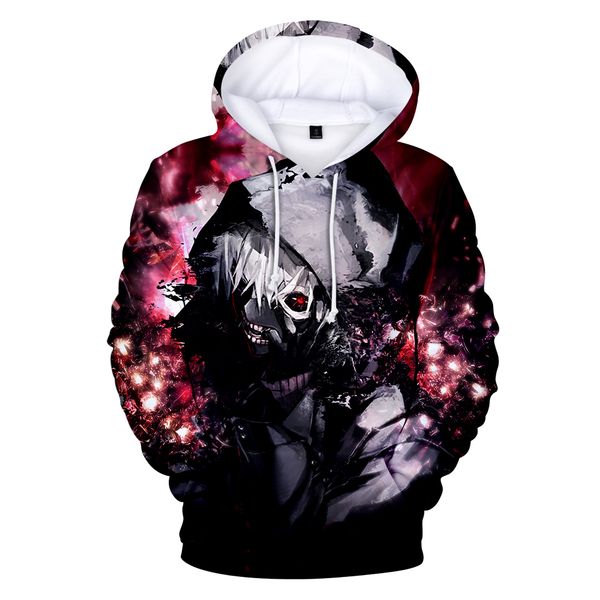 

tokyo ghoul 3d print hoodies fashion men harajuku funny sweatshirts streetwear hip hop quality plus size autumn winter clothes, Black