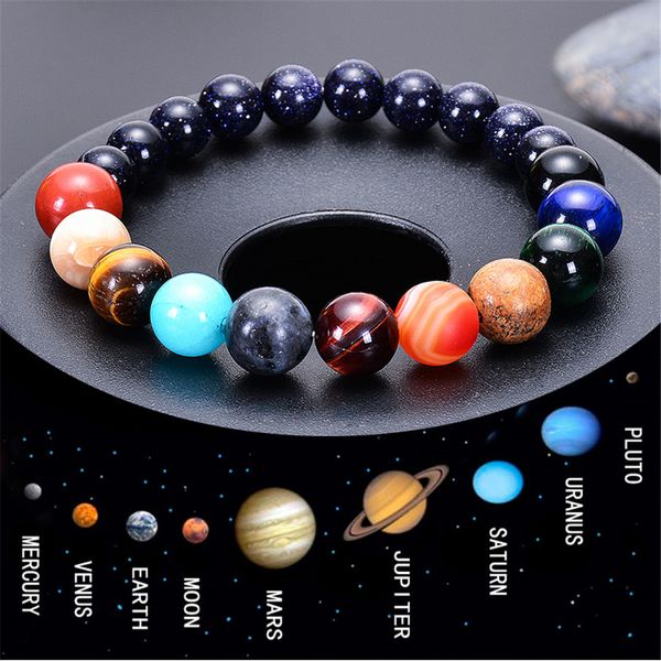 

2019 newst eight planets bead bracelet men women natural stone universe balance yoga chakra bangle bracelet for women#bb, Black