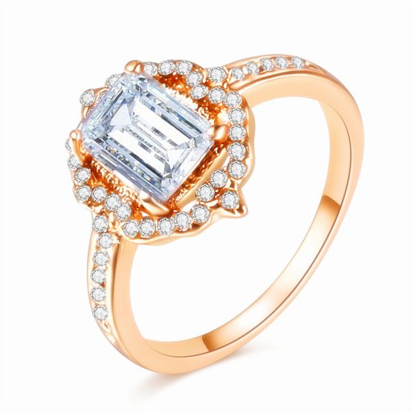 

fashion luxury ring big square zircon stone rings for women wedding engagement crystal ring anillos mujer statement jewelry, Golden;silver